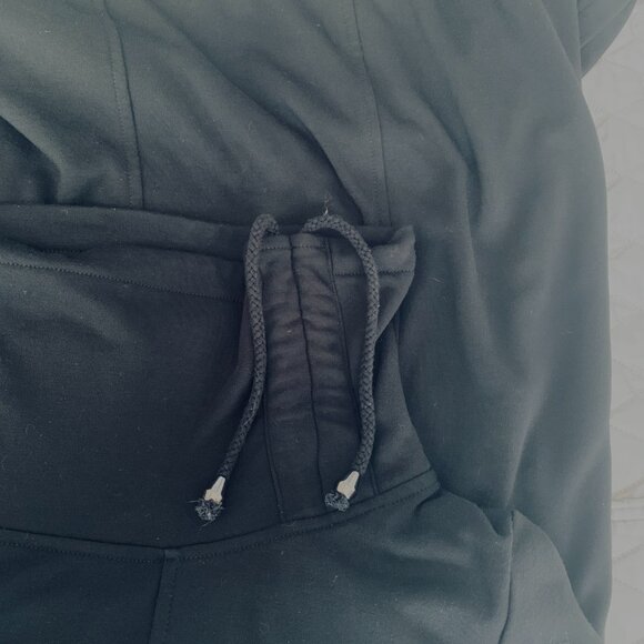 SOFT SURROUNDINGS BLACK  Sweatshirt Dress Long Sleeves Convertible Collar w Trim - Picture 2 of 10